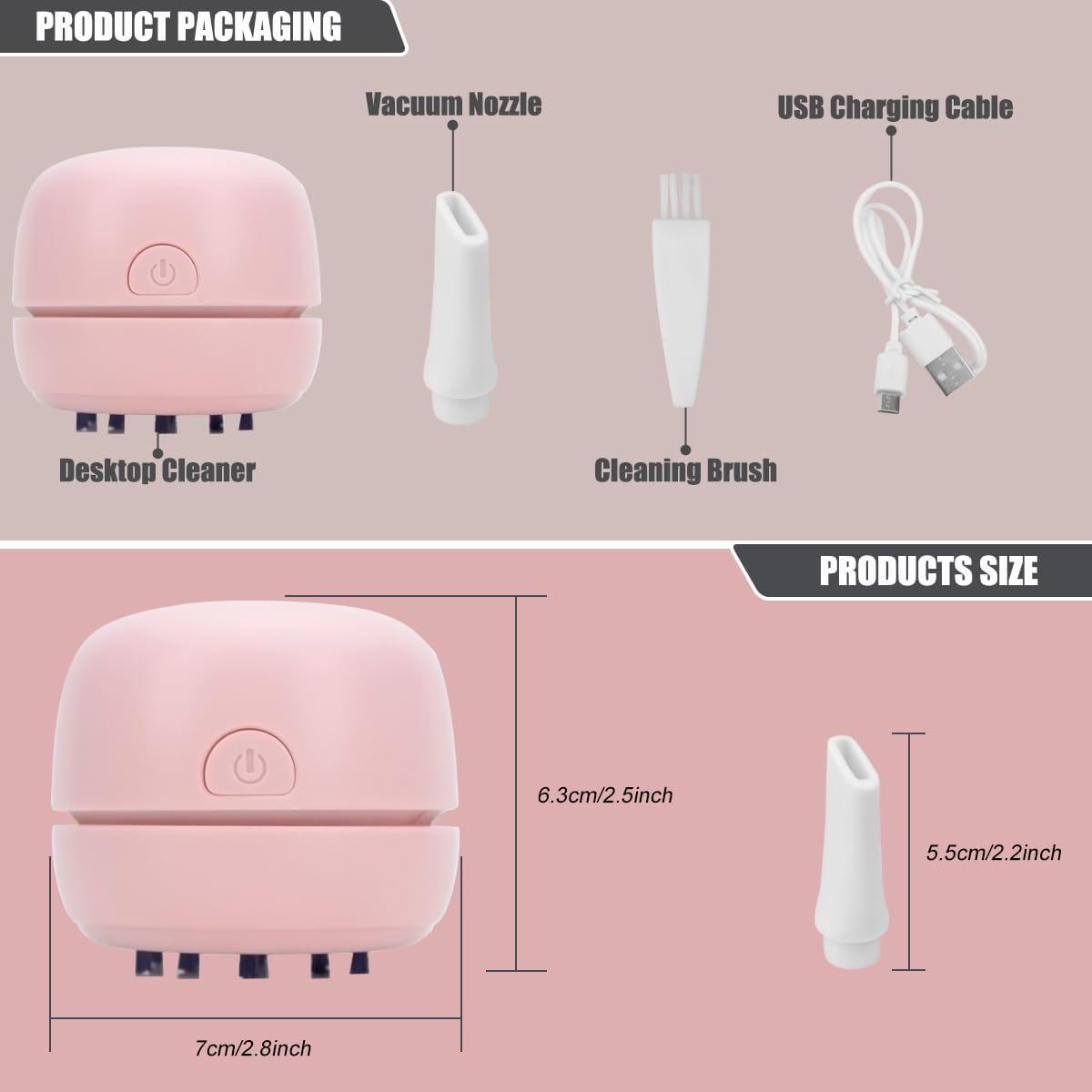 Desktop Vacuum Cleaner USB Recharging, Portable Mini Vacuum Cleaner