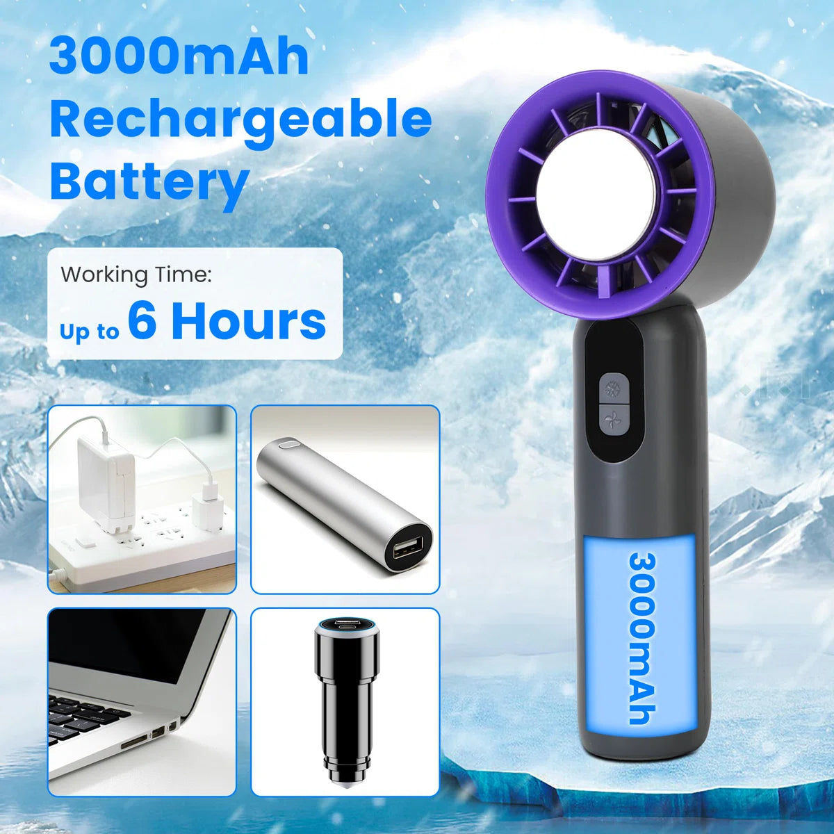 100 Speed Handheld Fan With Ice Cooler