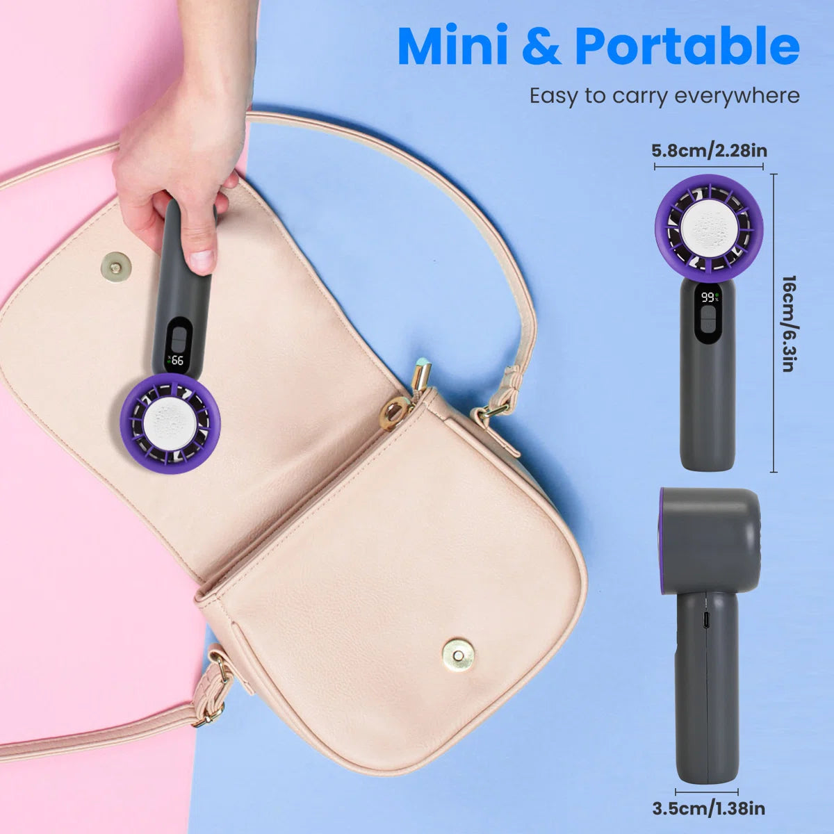 100 Speed Handheld Fan With Ice Cooler