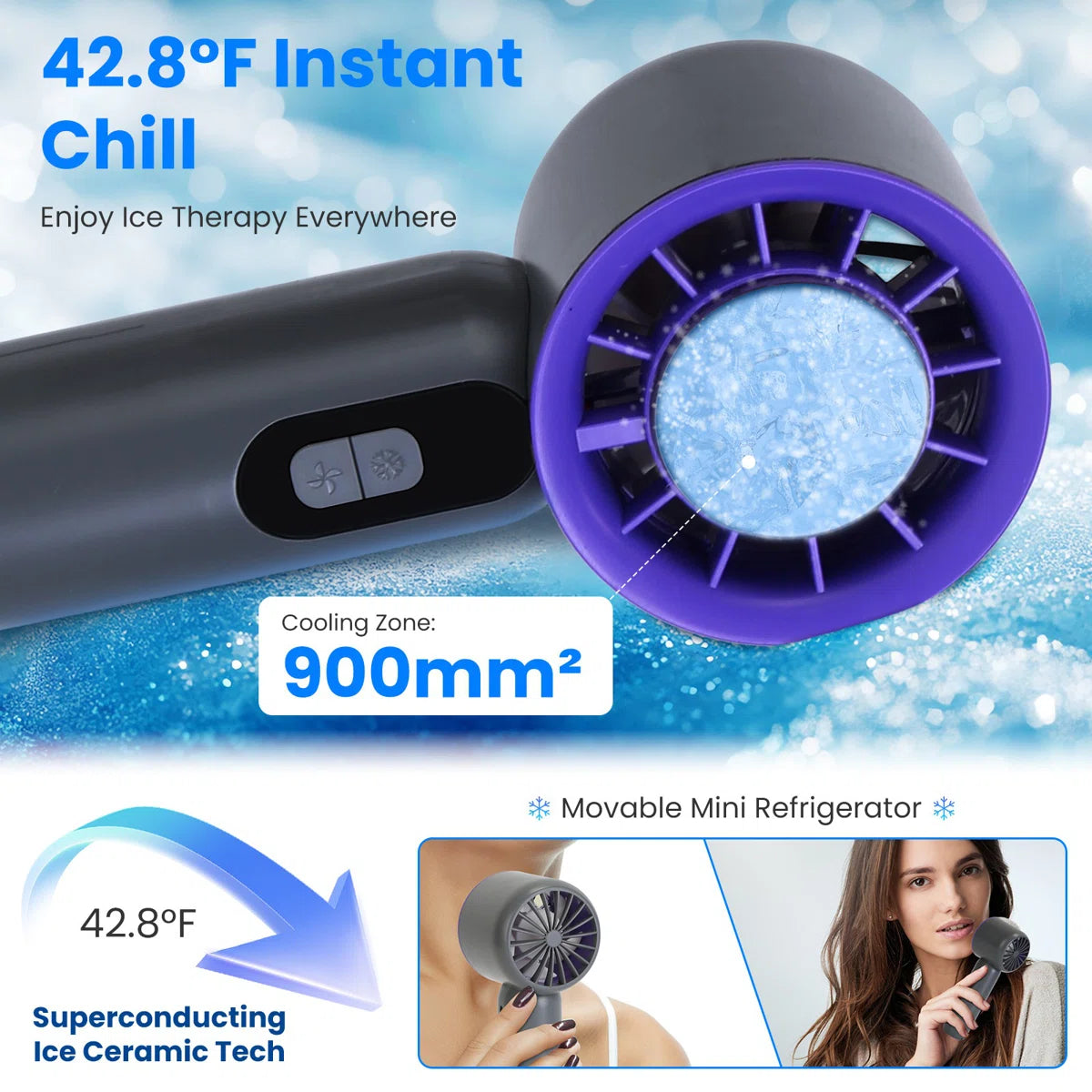100 Speed Handheld Fan With Ice Cooler