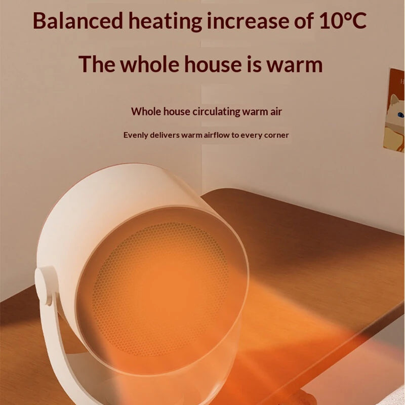 Intelligent Portable Desk Heater, Fast Heating Warm Air Blower with 90° Adjustable Angle