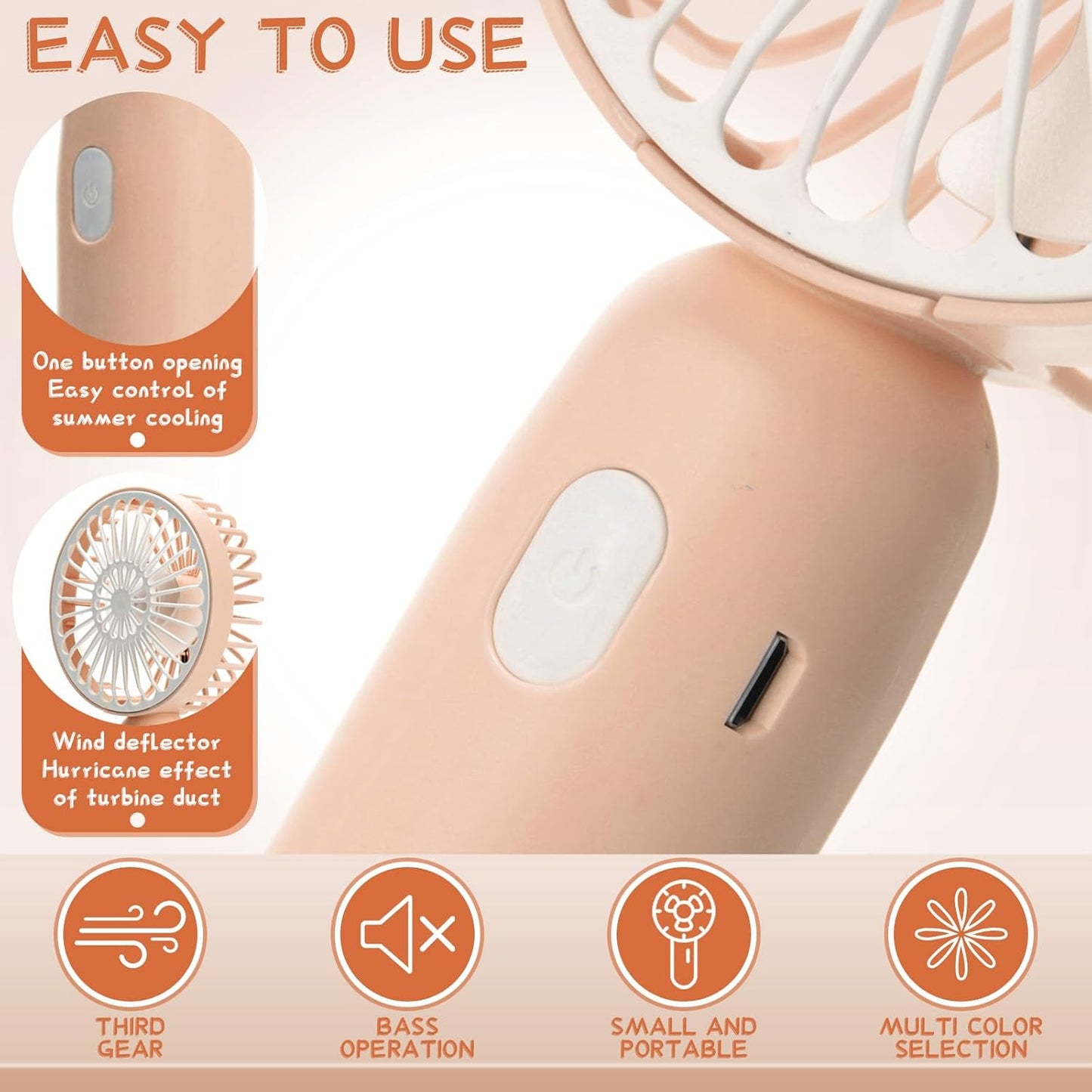 Mini portable handheld fan, perfect for travel.