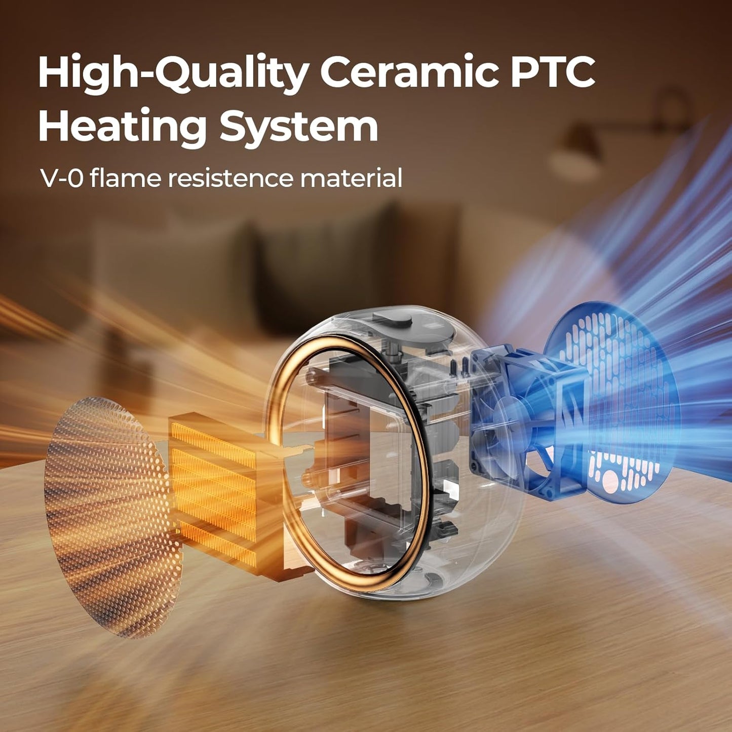 Space Heater, Portable Electric 500W PTC Ceramic Heaters