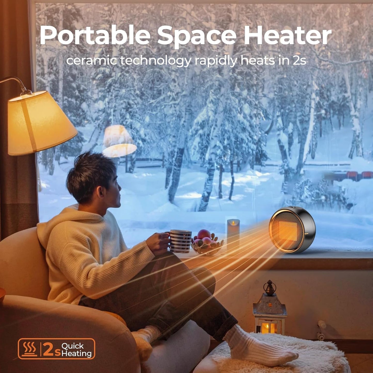 Space Heater, Portable Electric 500W PTC Ceramic Heaters