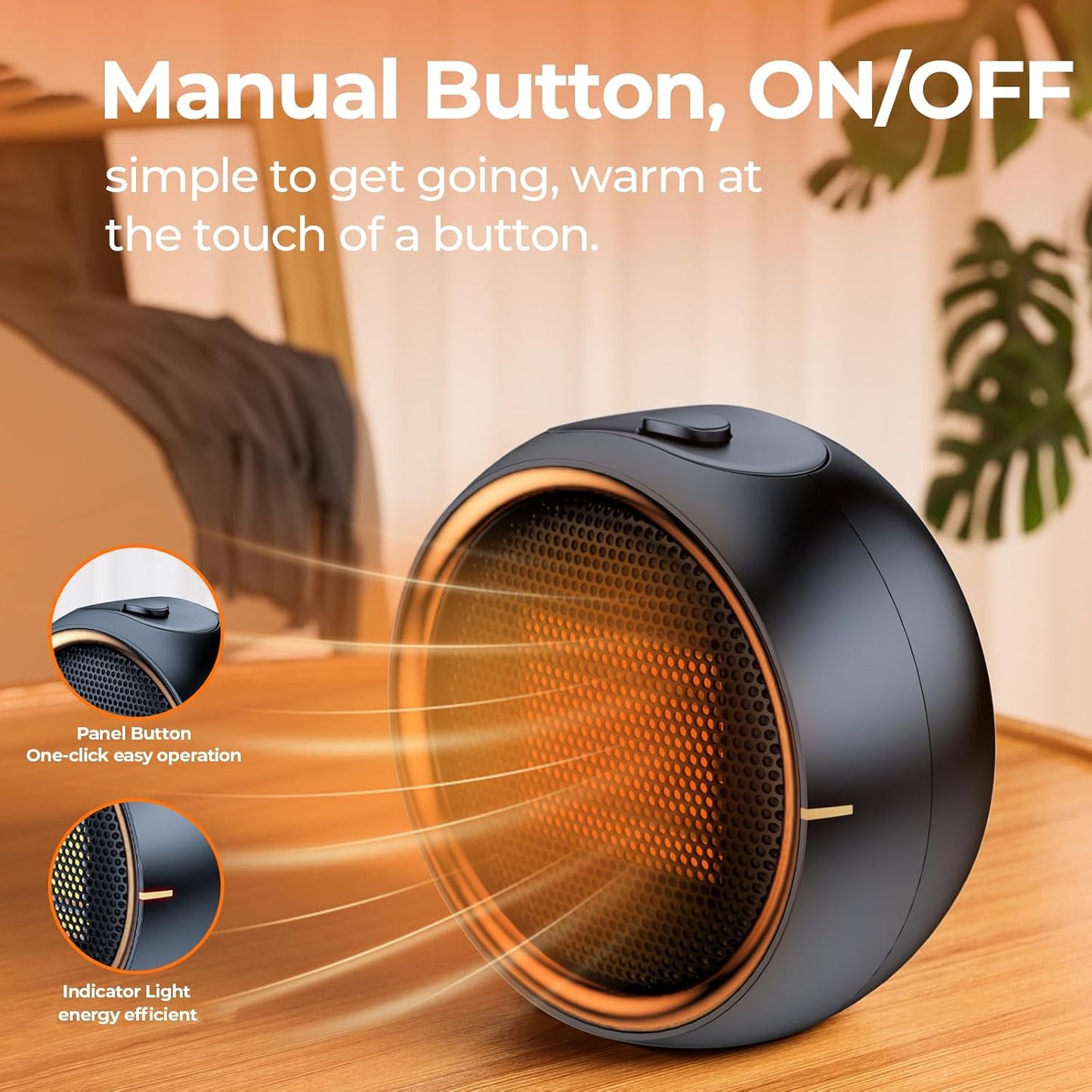 Space Heater, Portable Electric 500W PTC Ceramic Heaters