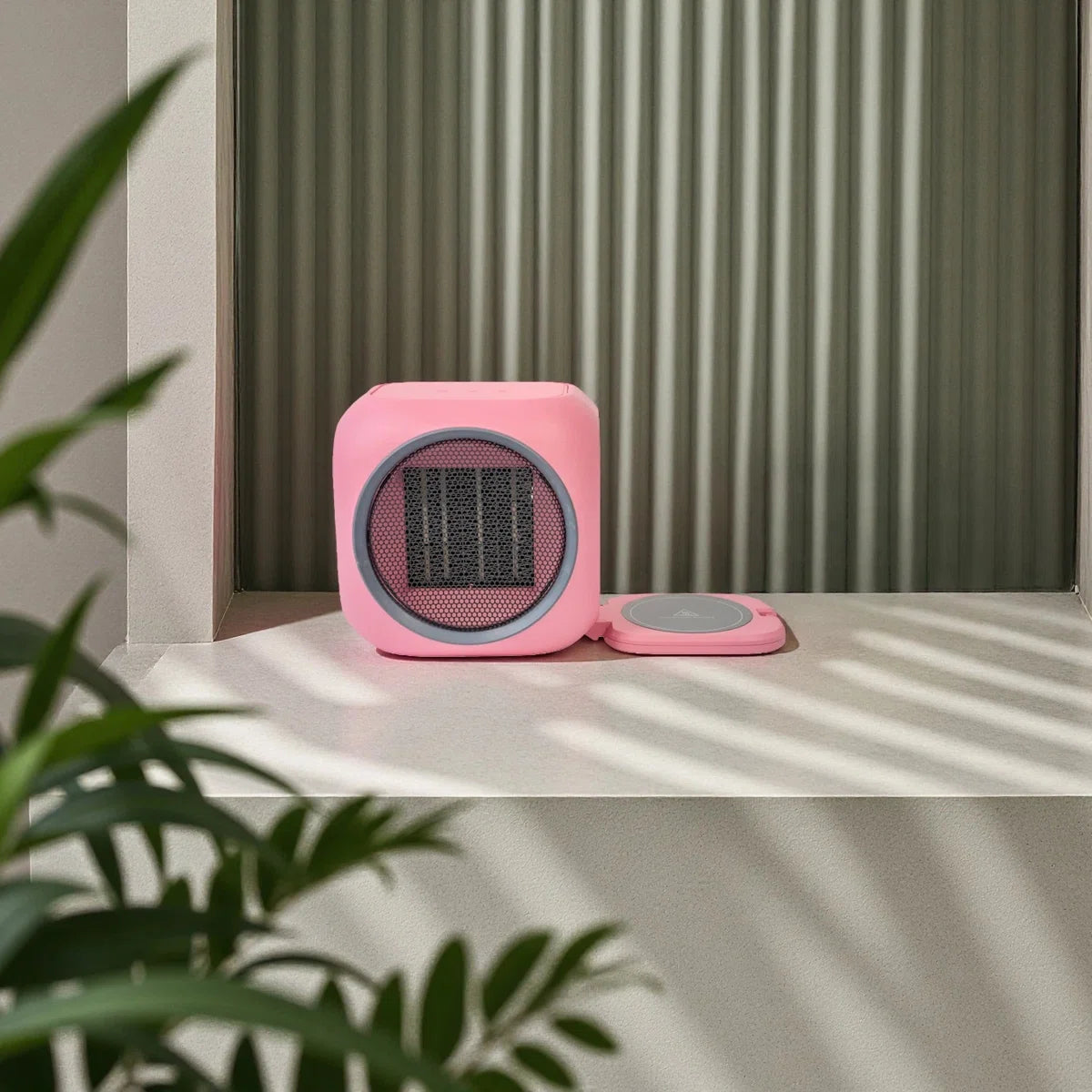 Desktop Space Heater With Hidden Mug Warmer, Electric Indoor Heater With Dual Heat Settings, Compact Personal Heater