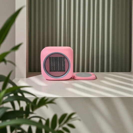 Desktop Space Heater With Hidden Mug Warmer, Electric Indoor Heater With Dual Heat Settings, Compact Personal Heater