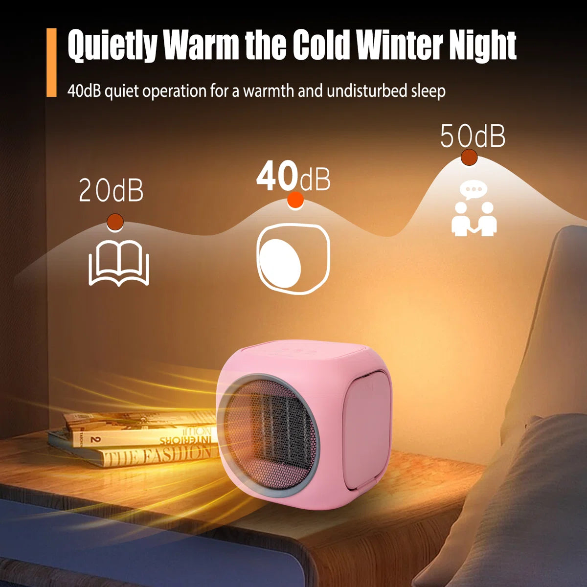Desktop Space Heater With Hidden Mug Warmer, Electric Indoor Heater With Dual Heat Settings, Compact Personal Heater
