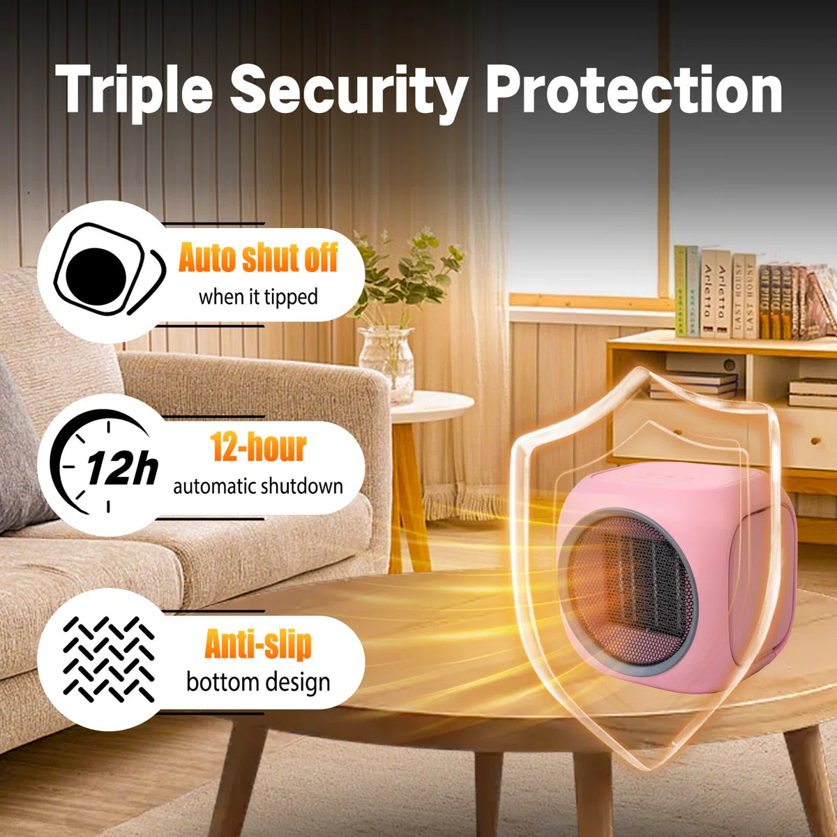 Desktop Space Heater With Hidden Mug Warmer, Electric Indoor Heater With Dual Heat Settings, Compact Personal Heater