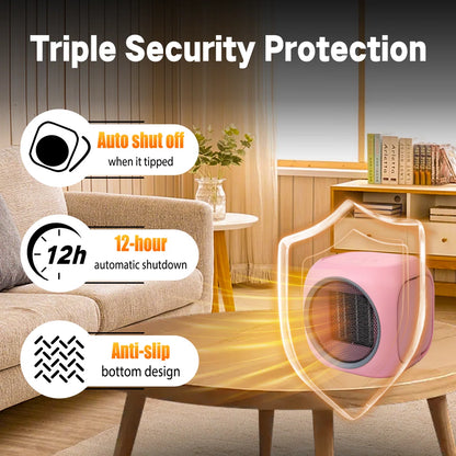 Desktop Space Heater With Hidden Mug Warmer, Electric Indoor Heater With Dual Heat Settings, Compact Personal Heater